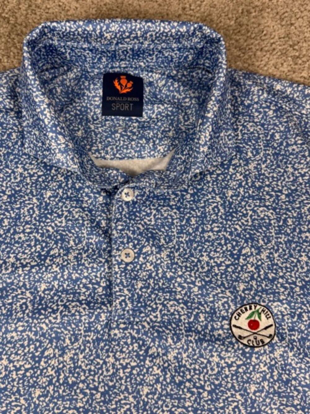 Donald Ross Sport Cherry Hill Country Club Blue Men’s Golf Shirt Size Large